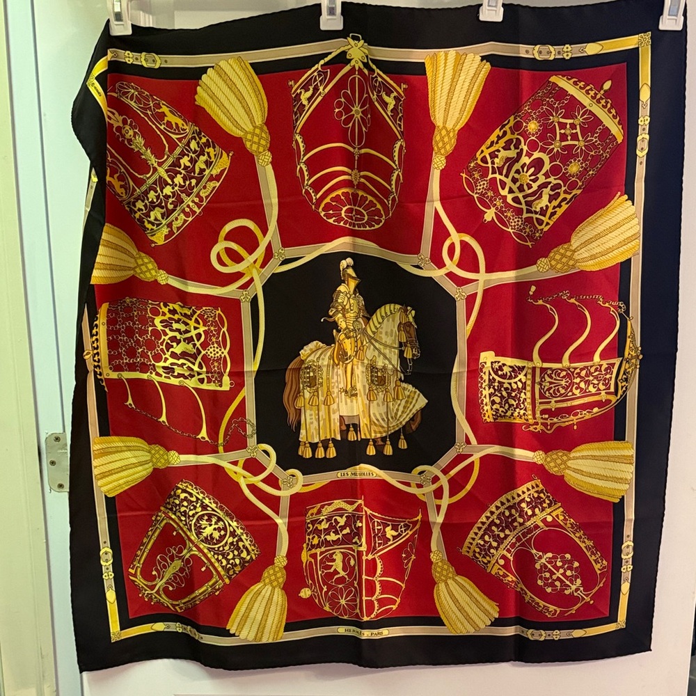 Hermès "Les Muserolles" silk scarf.